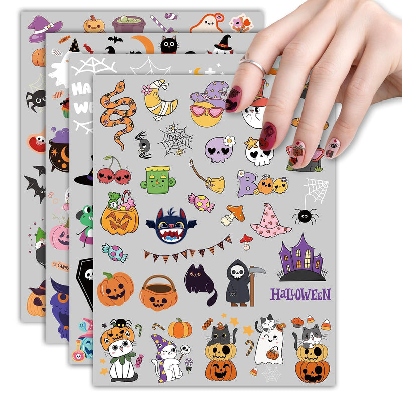 165 Pcs Halloween Nail Art Stickers with Pumpkin, Candy & Ghost Designs