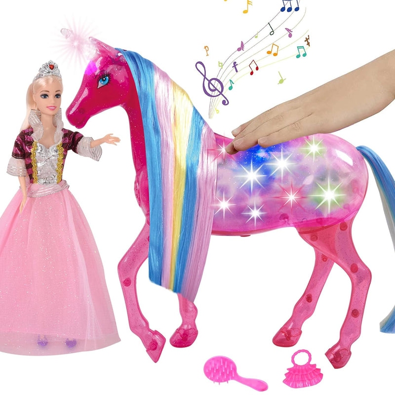 Big Magical Lights Unicorn With Colorful Lights&Sounds, Rainbow Mane, Princ