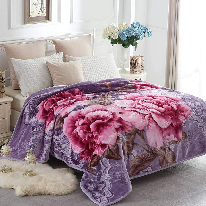 Korean Faux Mink Fleece Blanket 83" X 91", 5.7 Lb - 2 Ply Reversible Soft Warm