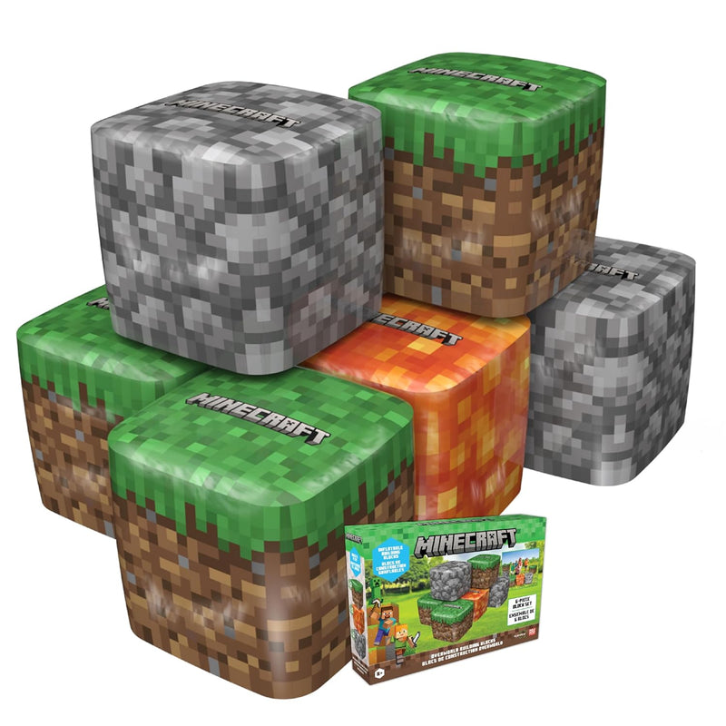 Six Officially Licensed Minecraft Kid Sized Giant Inflatable Building Block