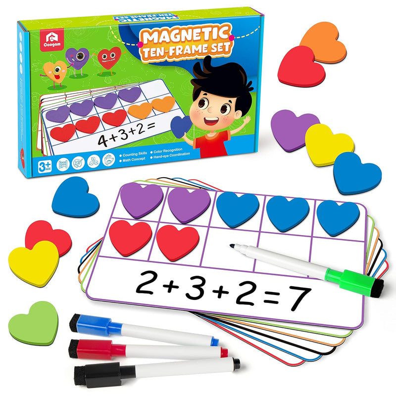 Coogam Magnetic Ten Frame Set, Math Manipulative Games for Kids with 6 Ten