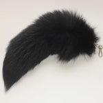 Real Fox Fur Tail Stainless Steel Anal Plug Set - Sensual Adult Toy & Cosplay Accessory (Black, Small Plug)