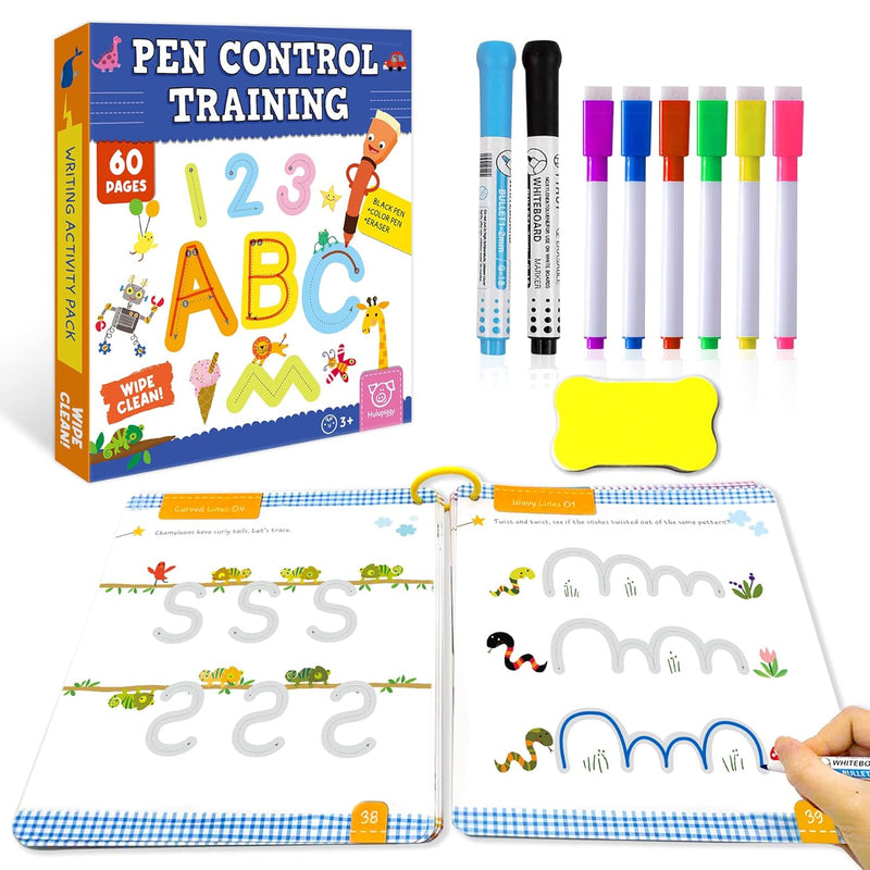 Preschool Learning Activities 60 Reusable Pages, Tracing Letter Number Hand