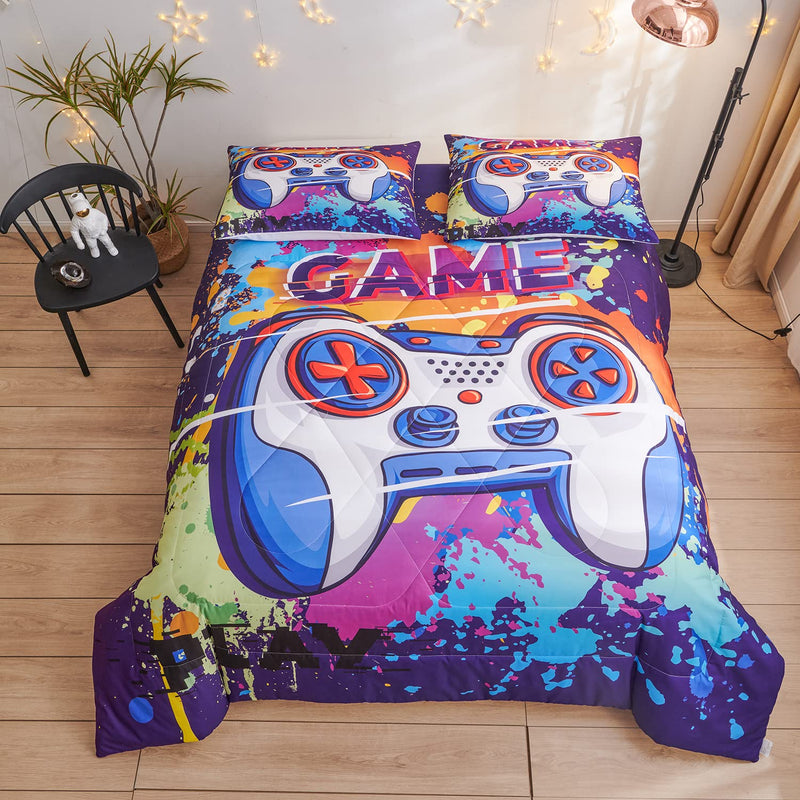 Gamer Comforter Sets, Pattern For Kids Boys,Decorative Bedding Comforter Sets