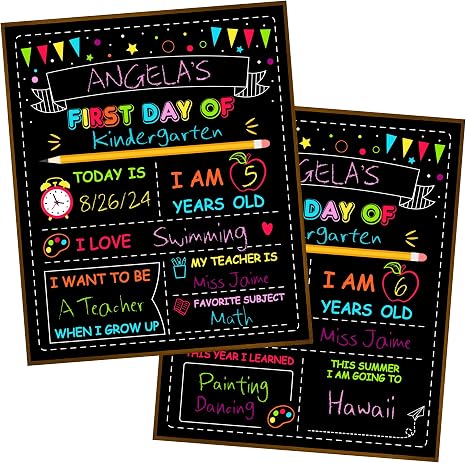 Double-Sided First Day of School Chalkboard Sign for Kids