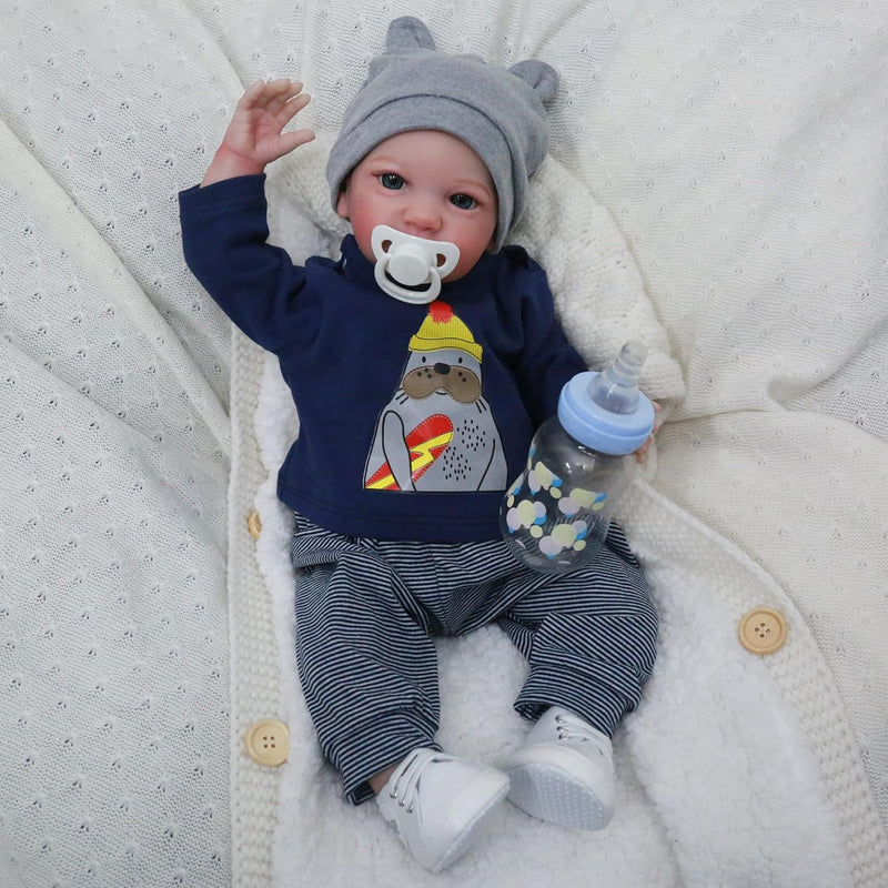 Realistic Reborn Baby Dolls Boy 19 Inch Lifelike Newborn Baby Dolls Handmad