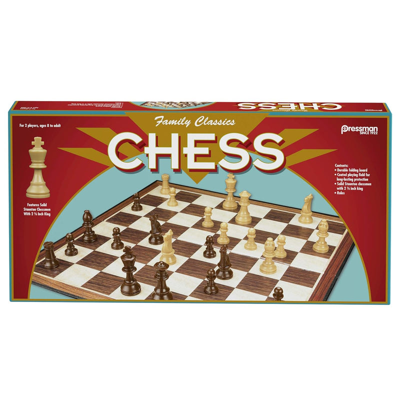 Family Classics Chess by Pressman - with Folding Board and Full Size Chess