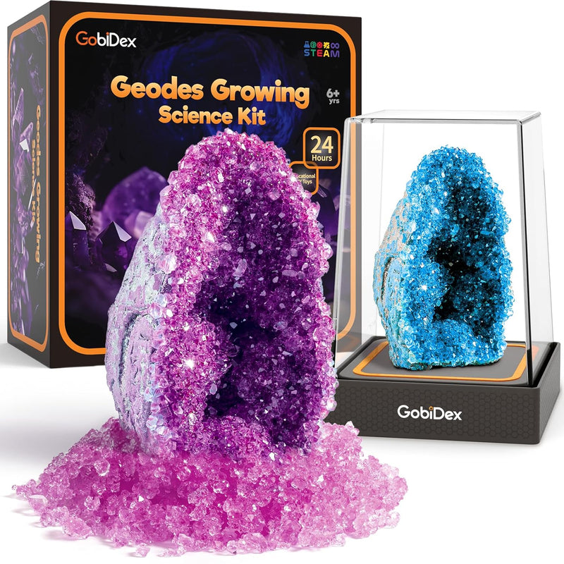 GobiDex Geodes Growing Science Kit for Kids Age 6-8-12, Geodes with Crystal