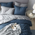 Navy Bedding Set Queen - 7 Pieces Reversible Bed Sets In A Bag With Comforters, Sheets, Pillowcases & Shams, Comforter