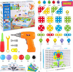 244-Piece DIY Building Kit with Electric Screwdriver for Kids Ages 4-10