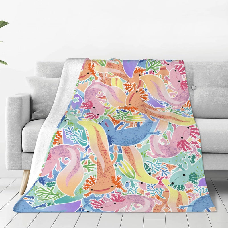 Axolotl Throw Blanket For Boys Girls Soft Warm Cozy Funny Food Flannel Blanket