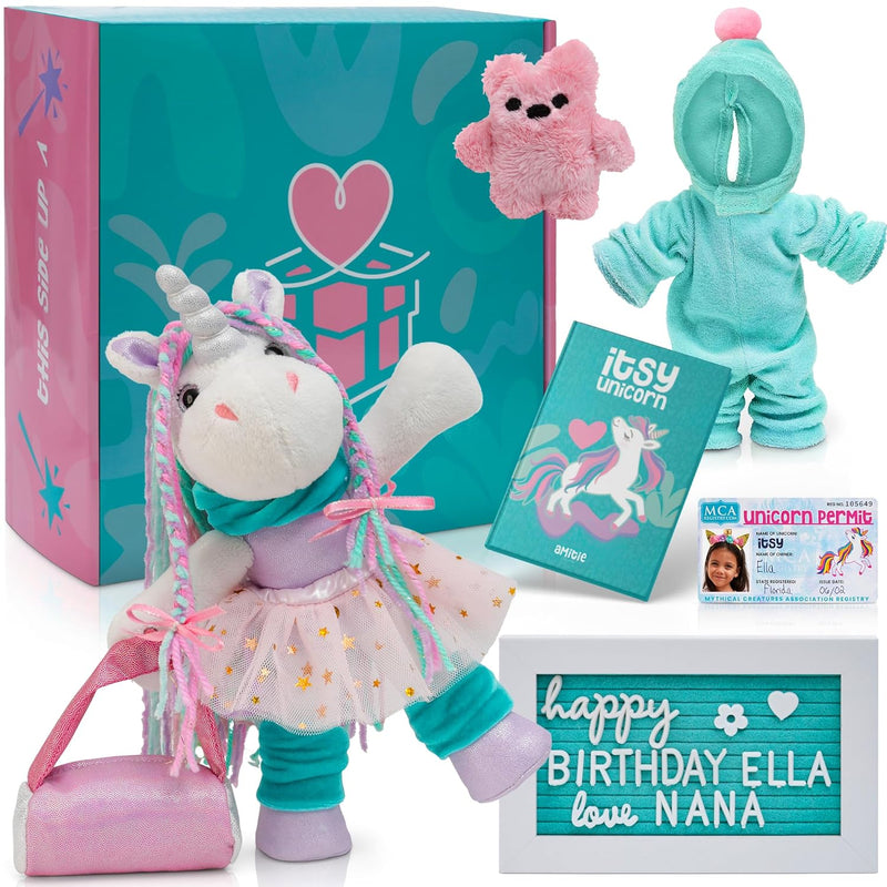 Itsy Unicorn Stuffed Animal Gift Box Pink Unicorn Plush Toys With Ballerina, O