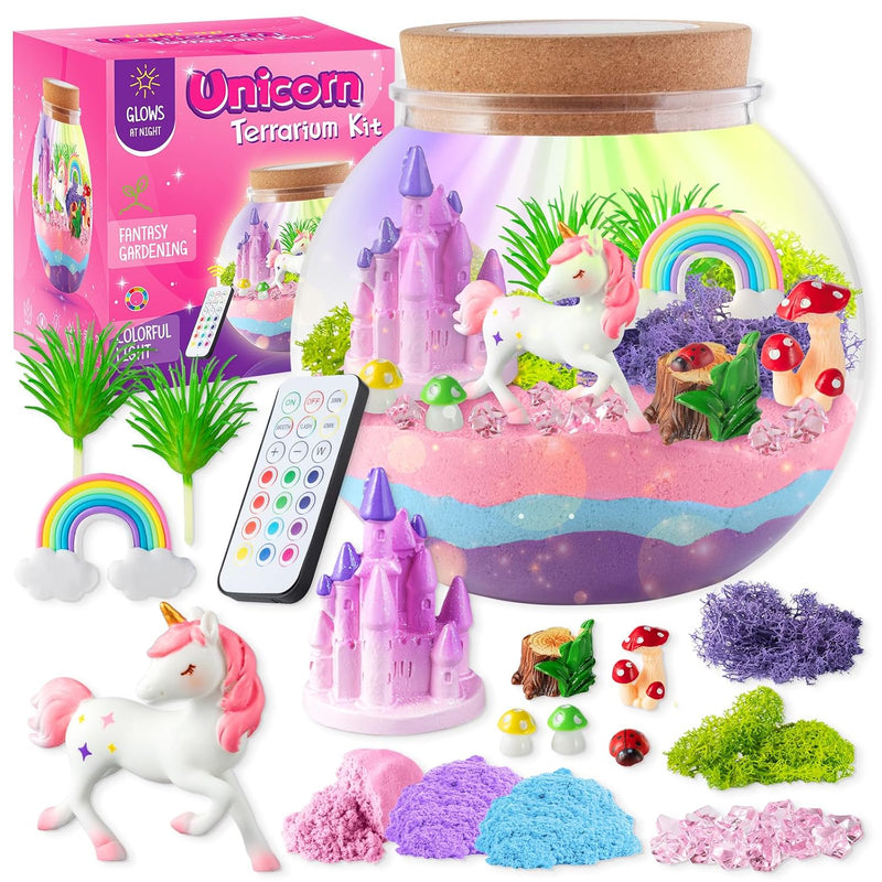 Unicorn Light Up Terrarium Kit For Kids Led Night Light Birthday Gift For G
