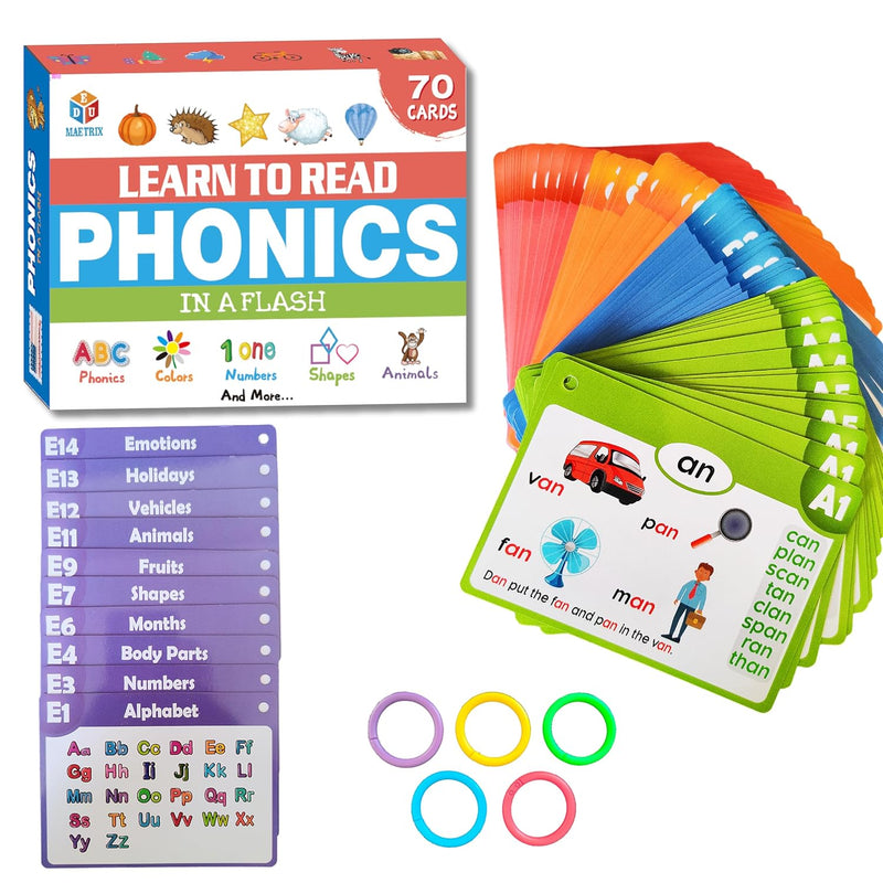 70Pcs Phonics Cvc Flash Cards Set 20 Phonic Stages Bonus 10 Life Skill Card