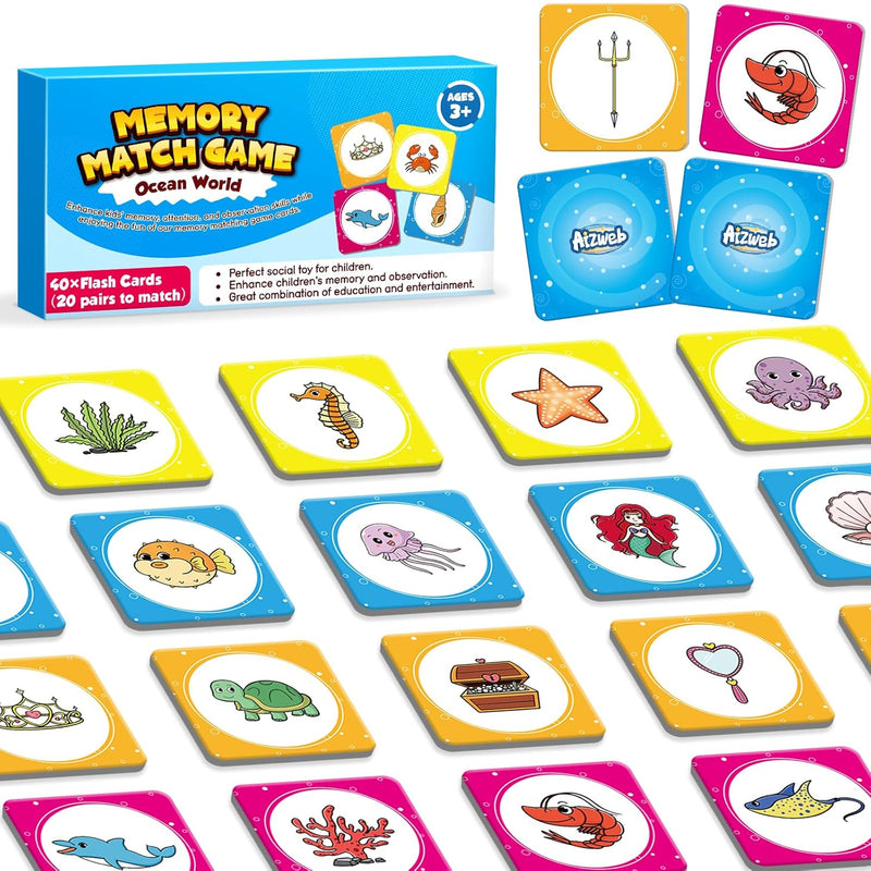 Match Game,Memory Game,40 Pcs Toddler Card Games for Boys Girls Kids Ages 3