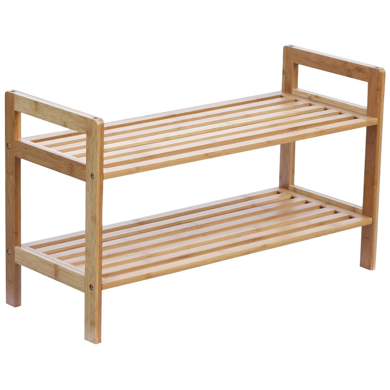 2-Tier Bamboo Stackable Shoe Rack, Brown, Sr1309