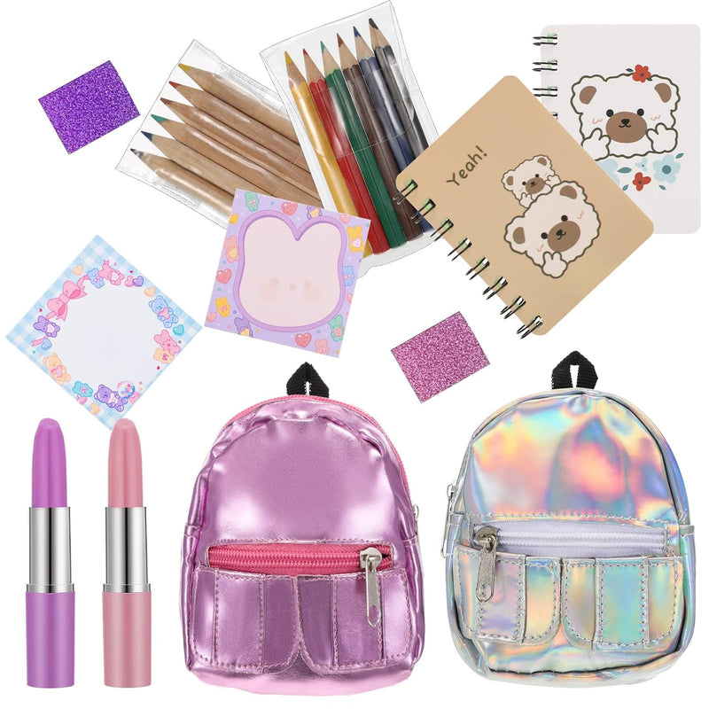 Zhanmai Mini Doll Backpack with 10 Stationery Surprises Inside, Pink, Unise