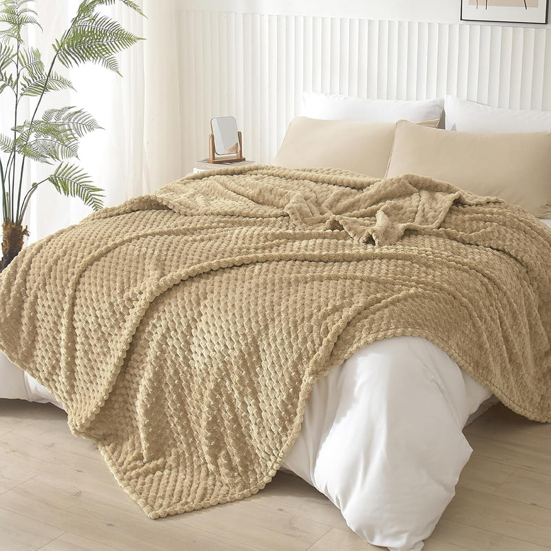 Ultra Soft Flannel Fleece Blanket King Size, 340G 3D Jacquard Fleece Blanket F