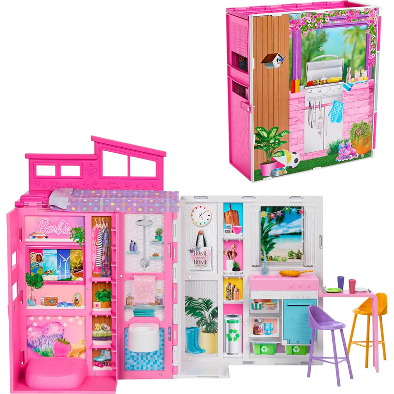 Barbie Doll House Playset, Getaway House with 11 Accessories Including 2 Ch