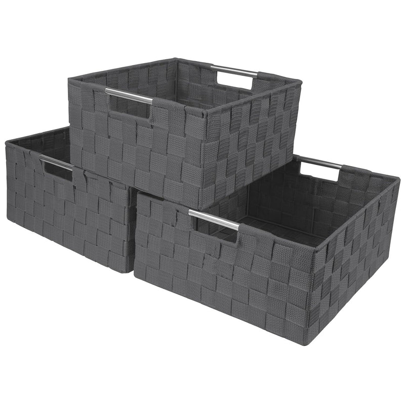 Storage Box Woven Basket Bin Container Tote Cube Organizer Set Stackable Storage