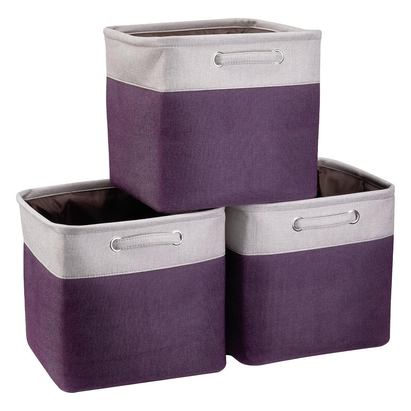 Cube Storage Bins 13-Inch Dark Purple Fabric Storage Cube Baskets Foldable Stora
