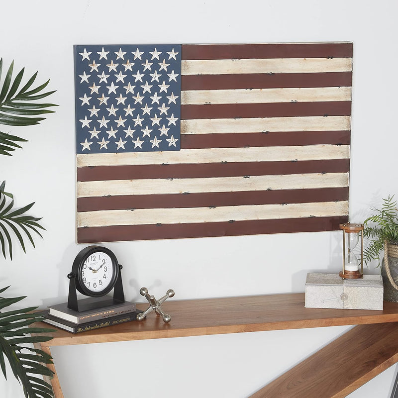 Metal American Flag Indoor Outdoor Wall Decor, 38" X 2" X 26", Red,Red/White/B