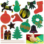 Customizable Scratch Art Stickers for Christmas Holiday Crafts - Pack of 56 Self-Adhesive Stickers