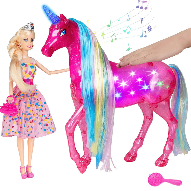 My Dream Unicorn And Princess Doll Playset, Large Size Unicorn Toys With Magic