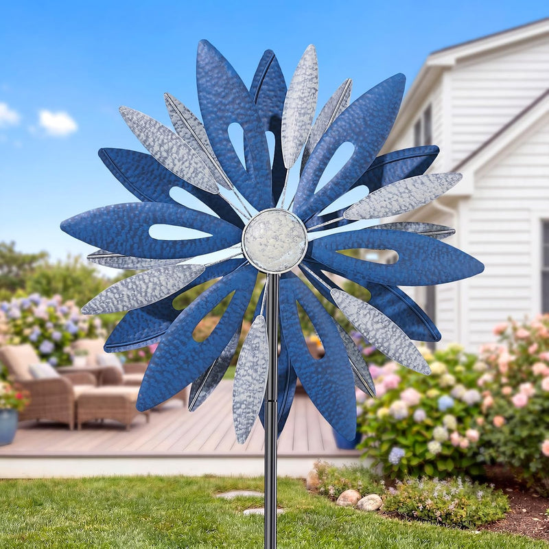 84 Inch Outdoor Metal Windmill, Kinetic Garden Sculpture for Patio & Lawn