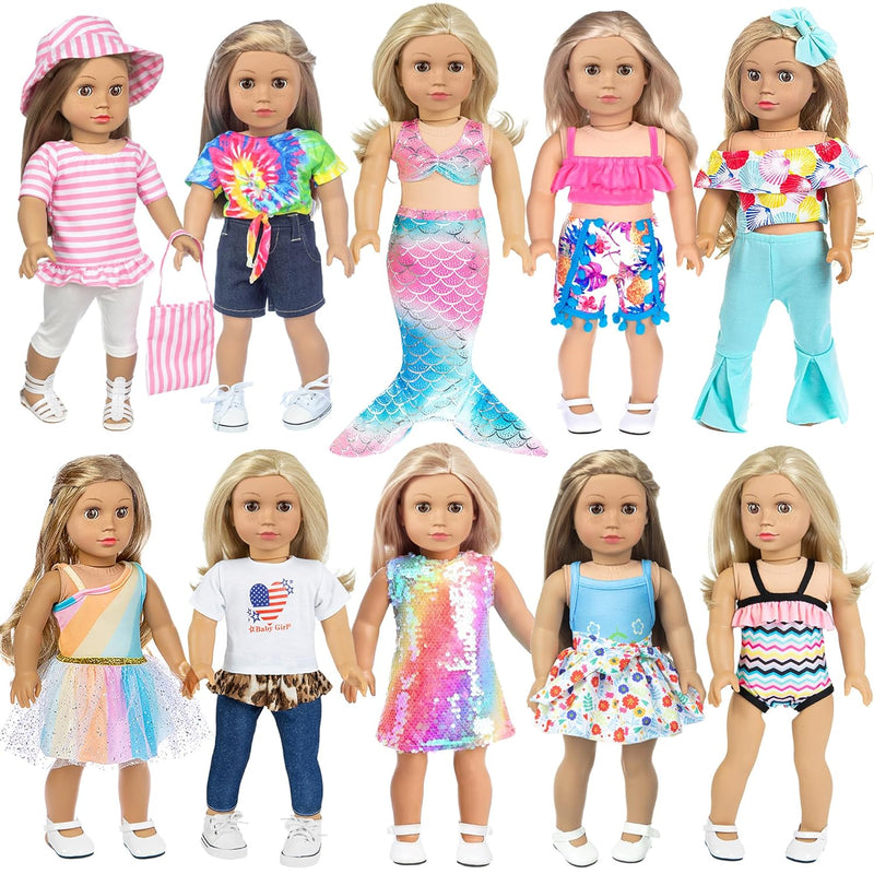 Fashion 10 Sets 18 Inch Doll Clothes And Accessories Play Set Inlcude Merma