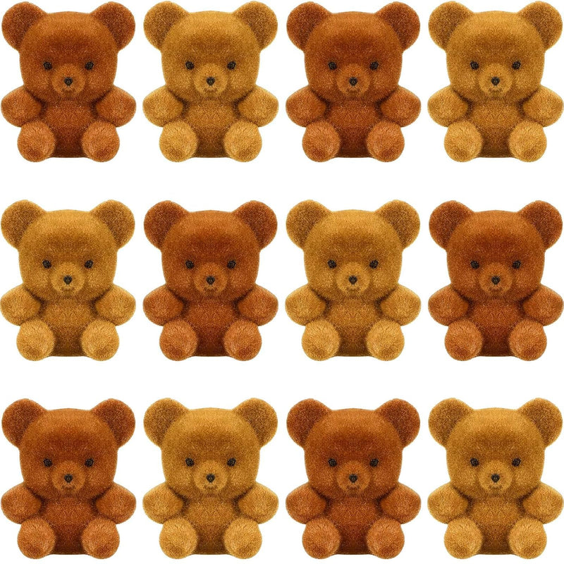 Hungdao 12pcs Mini Flocked Bears Miniature Bears Tiny Bear Stuffed Bear Dec