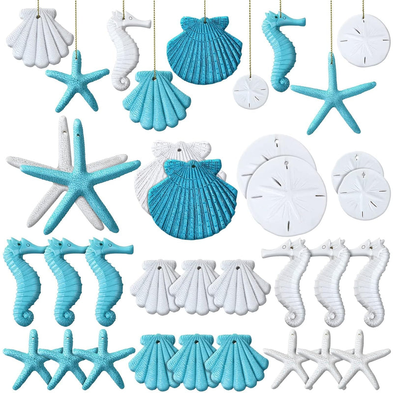 26 Pcs Resin Starfish Ornaments, Decorations, Sand Beach Ocean Themed Christma