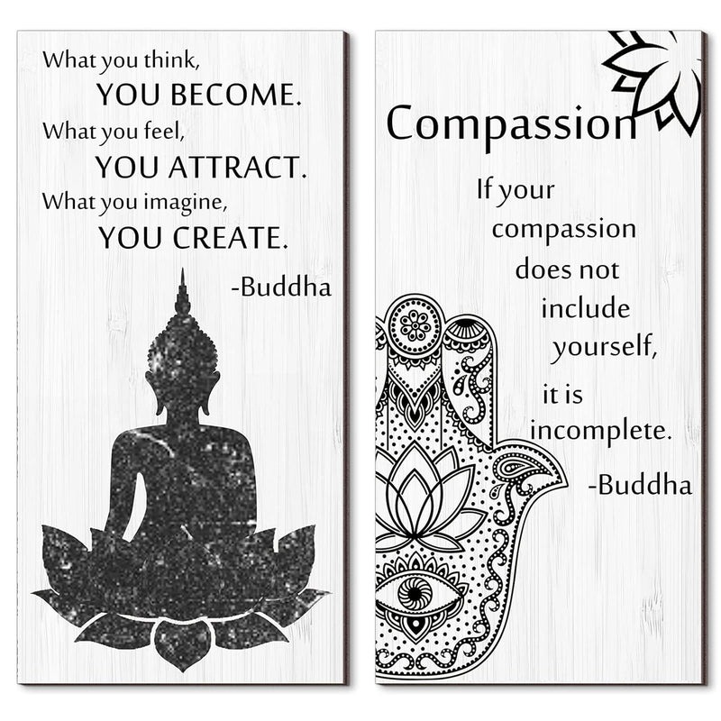 Buddha Quotes 2 Pieces Inspirational Quote Wall Decor Zen Meditation Wooden Ha