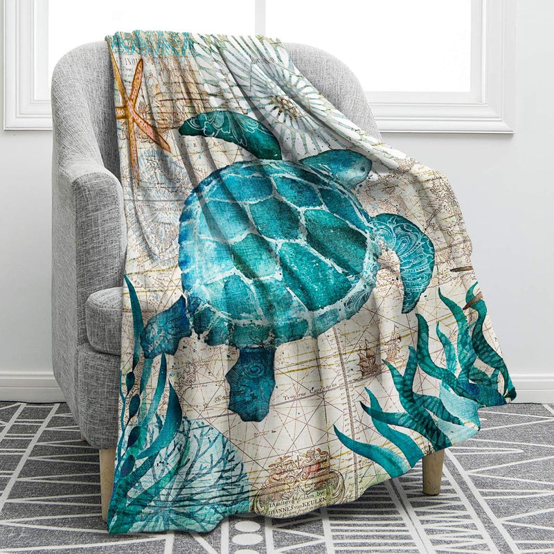 Sea Turtle Blanket Soft Warm Throw Print Blanket For Kids Gift Couch Bed Twin