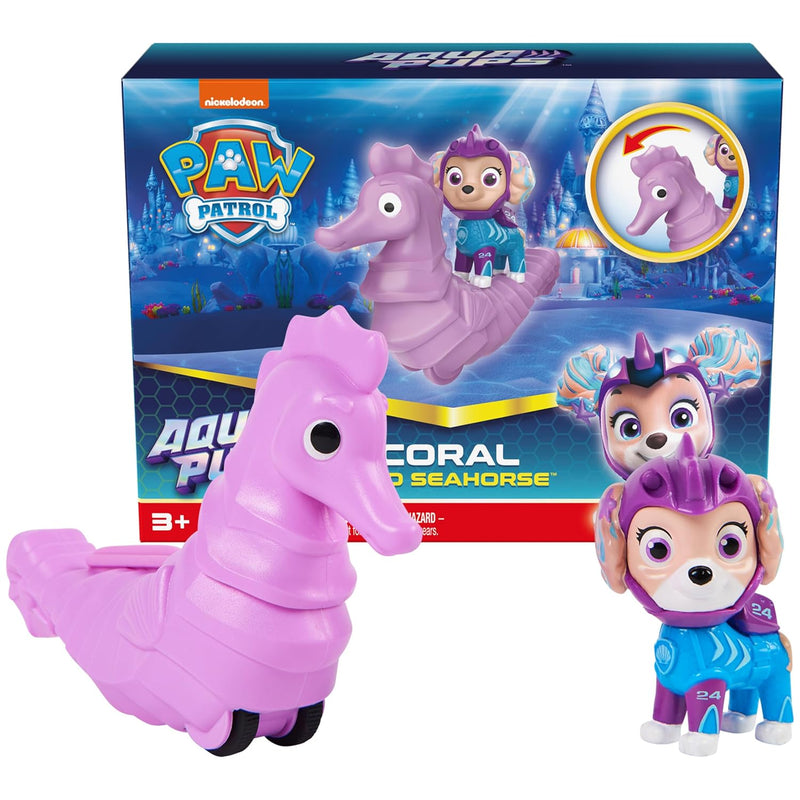 Paw Patrol, Aqua Pups Coral and Seahorse Action Figures Set, Kids Toys for