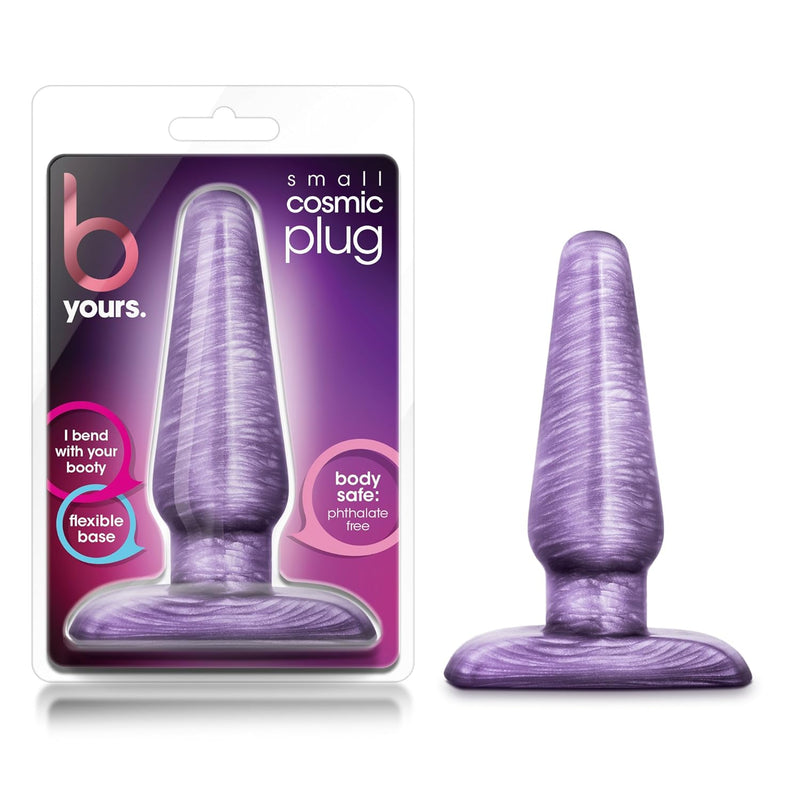 Blush B Yours Cosmic Swirl 4.25" Anal Plug - Beginners Butt Plug W/Wide Base, Soft Flexible Tapered Narrow Neck Bum Plug - Anal Novices Women Men Couples Lovers Gentle Play Adult Sex Toy - Purple
