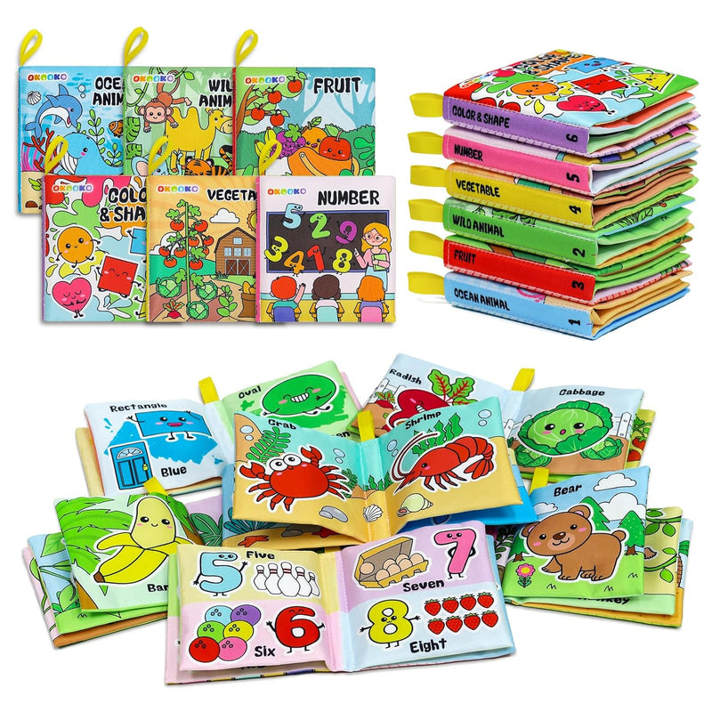Soft Baby Books 6Pcs Soft Cloth Books Bath Books Crinkle Washable Non Toxic