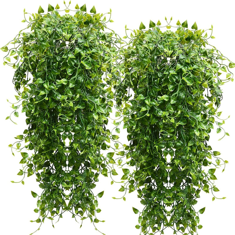 2Pcs Artificial Hanging Plants 32-In Fake Hanging Plant Fake Ivy Vine Outdoor