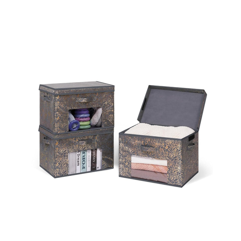 Large Fabric Storage Bins With Lids, Collapsible Storage Box Closet Organizers W