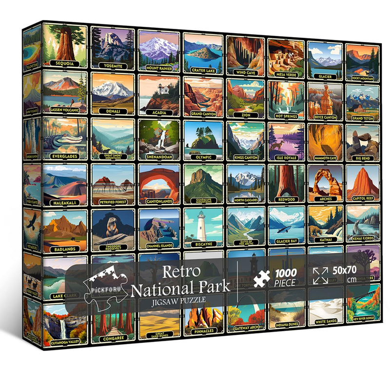Vintage National Parks Puzzles For Adults 1000 Pieces And Up, Retro Nationa