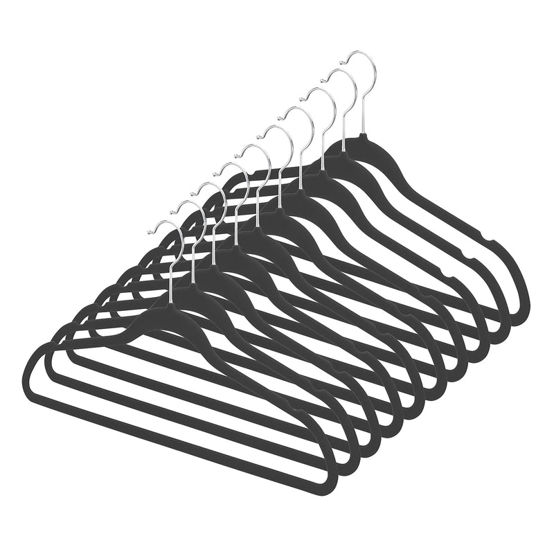 Flocked Suit Hangers Set Of 10 Black
