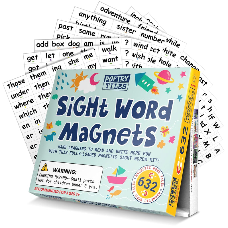 Sight Word Magnets For Fridge 632 Pc Home School Essentials Magnetic Sight