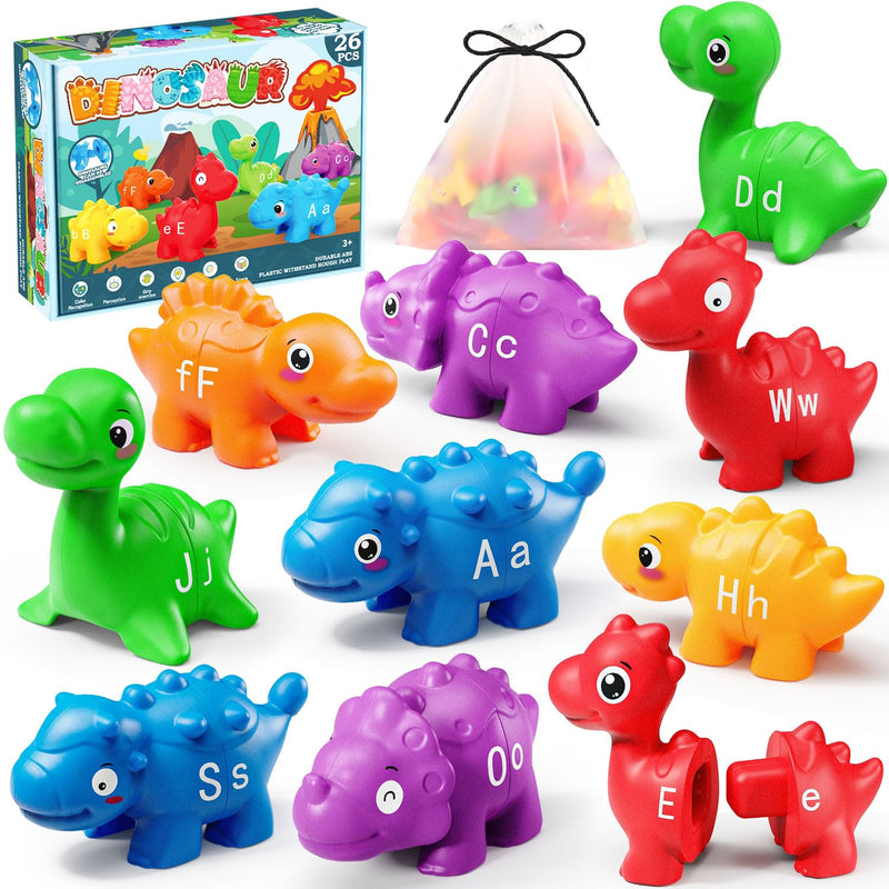 52 Pcs Double Sided Abc Alphabet Matching Letters Dinosaur Toy With Upperca