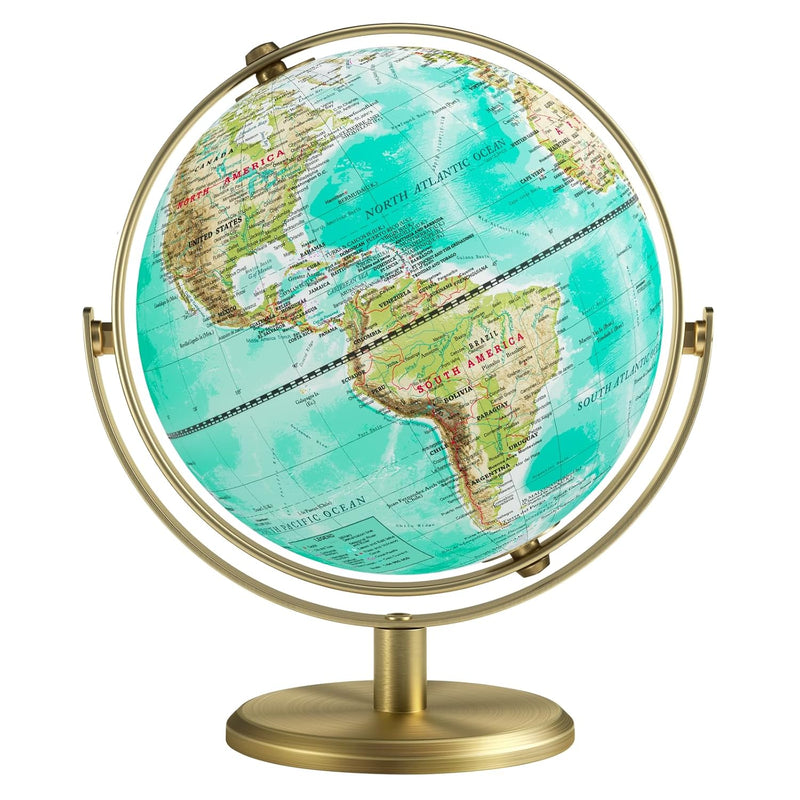 8'' World Globe With Gold Stand 720° Rotating, Kids Adults Student Geograph