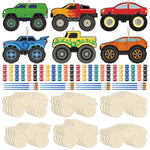 24 Sets Color Your Own Wooden Race Car Craft Kit with Paint & Rope