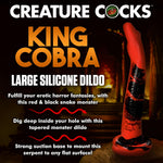 King Cobra Large 14" Long Silicone Dildo For Men, Women & Couples. Firm And Flexible, Strong Suction Base, Fantasy Dildo. Premium Phthalate-Free Silicone. 1 Piece, Red.
