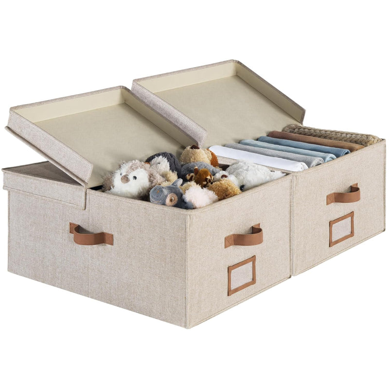 Fabric Storage Bin, 55L Large Storage Boxes With Double-Open Lid And Divider Boa