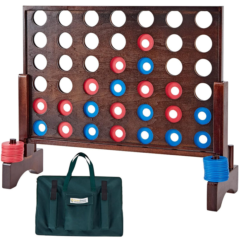 Giant 4 In A Row Game, Wooden Jumbo 4 To Score Game Set For Indoor & Outdoo