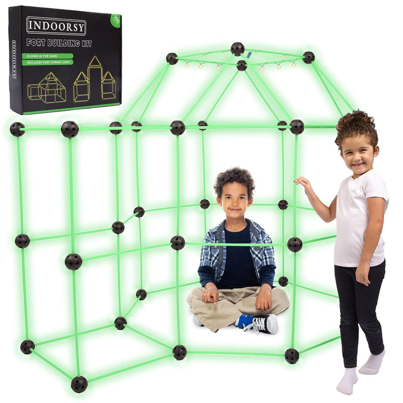 Tinker Toys Fort Building Kit 100Pc Glow In The Dark Kids Fort Building Kit