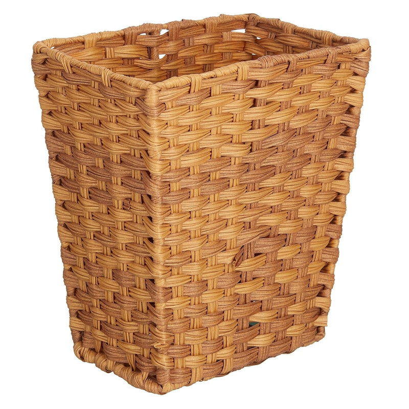 Mdesign Small Woven Trash Can - Slim Rectangular Waste Basket - Decorative Garba